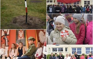 Na zdjęciu świętowanie w naszej szkole 100-lecia odzyskania niepodległości. 2018 rok