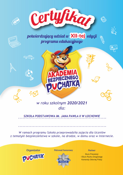 Certyfikat Akademia Bezpiecznego Puchatka