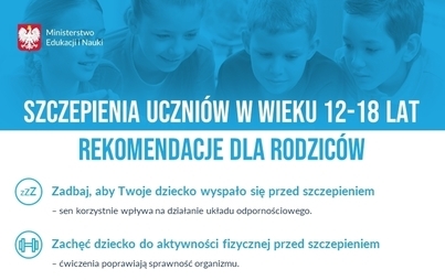 Zdjęcie do Szczepienia uczni&oacute;w w wieku 12-18 lat 